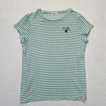 None Striped T-shirt Women’s Size Medium kelly green white stripes lucky embroidery Photo 7