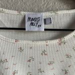Princess Polly 🤍 White Floral Waffle Crop T-Shirt Photo 2