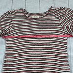 Madewell  Black and Red Striped Short Sleeve Top Photo 5