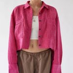 NWT Jolie & Joy Pink Corduroy Shacket Button Front Shirt Jacket Top Size Large Photo 0