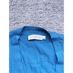 Tory Burch Simone Merino Wool Cardigan Sweater Turquoise Gold Logo Buttons Large Photo 4