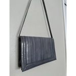 Gorgeous Vintage Eel Leather Muted Gray Blue Rectangle Shoulder Bag Classic Photo 3
