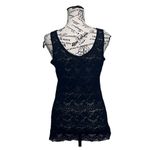 BKE Black Sheer Crochet Lace Tank Top Women’s L | Goth Grunge Moto Biker Y2k Photo 4