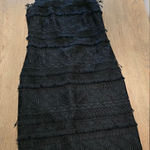 J. McLaughlin  Embroidered Tassel Fringe Overlay Shift Dress Black‎ Size 0 EUC Photo 0
