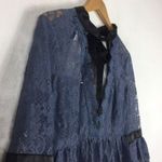 Free People NWT  Gilded Lace Victorian Dusty Blue Bow Tunic Mini Dress Small Photo 7