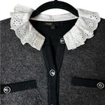 Maje  Mestino Wool Blend Cardigan Collared Sweater Gray Preppy Size 1/Small Photo 4