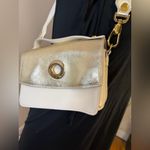 Vittoria Napoli Italy Leather Purse Bag Crossbody Gold Ivory EUC Photo 10