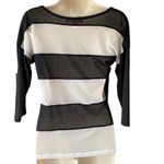 Derek Heart NWT ~ Black & White Wide Mesh Stripe Top ~ Women's Size MEDIUM Photo 3