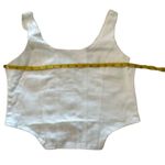 Women's Zip Up Back Asymmetrical Scoop Neck Sleeveless Denim Crop Tank Top White Size L Photo 3