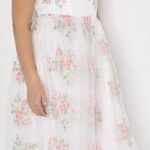 Lulus Celebrating Sweetness White Floral Embroidered Tulle Midi Dress Size XS Photo 1