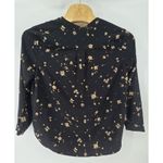 Hilary Radley XL Black Floral Print Long Sleeve Button Down Blouse Top Photo 3
