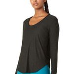 Beyond Yoga Featherweight Scoop Neck Curved Hem Long Sleeve Top Darkest Night S Photo 2