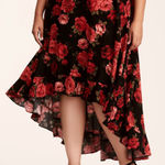 Torrid NWT Hi Low Black Red Rose Chiffon Maxi Skirt S27 Photo 0
