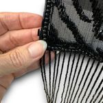 Chico's Beaded Fringe Scarf Semi Sheer Black Brown Tiger Stripe Approx 56"x6" Photo 5