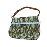 Y2K 90s The Sak Green Floral Canvas Shoulder Bag Brown Faux Leather Trim Purse Photo 8
