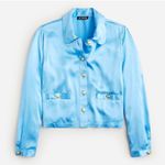 J.Crew Lady shirt-jacket New in luster crepe satin bluebird Size L Photo 8