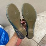 Corkys by elite Navajo T Strap Leather Floral Accent Heel Sandals Sz 10 EUC Blue Photo 6