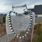 Handcrafted necklace with Swarovski crystal in a cup chain Silver Photo 0