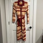 Anthropologie Maeve by Sweater Midi Shirt Dress in Yellow and Red Stripe Size S Photo 4