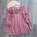 Apiece Apart  Mauve pink v neck sweater w/ puff‎ sleeve corset top Photo 1
