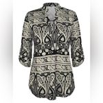 Plus Size 3/4 Sleeve Shirts for Women Floral Print V Neck Blouses Tunic Tops Black Photo 4