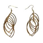 Gold Tone Layered Leaf Dangle Earrings Sparkle Glitter Glamorous Feminine New Photo 3