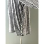 Tahari  Linen Blouse Size 1X  Blue Pinstripe Tunic Side Buttons Comfort Coastal Photo 3