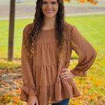 PRETTYGARDEN  Summer Loose Chiffon Blouse Mesh Long Sleeve Round Neck Peplum Photo 1