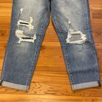 Mica Denim High Rise Stretchy Boy Crop Jeans 14W Destruction Ripped Cuff Hem New Blue Photo 3