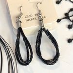 Black Bead Black Multi strand bead choker, earrings and 86” Lace Scarf Photo 3