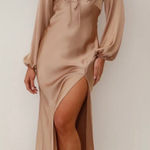 NWT‎ Billy J Brigitte Brown Satin Maxi Dress Plus Size 20 Tan Photo 0