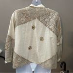 Elegant Cream and Gold Women's Jacket Indigo Moon Sequin VTG Floral Shoulderpads Size 1X Photo 2