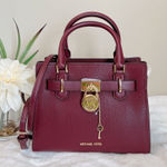 Michael Kors  HAMILTON SMALL SATCHEL KEY‎ LOCK CROSSBODY BAG MERLOT Photo 0