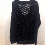 Croquet Club Black Vintage Crochet Sweater Size Small but Oversized Photo 5
