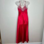 Victoria's Secret Vintage Victoria’s Secret Y2k Silky Slit Red Maxi Slip Dress Rosette Lace Medium Photo 3