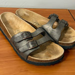 Birkenstock Betula by 2 Buckle Slip On Metallic Sandal Leather Adjustable Strap Photo 0