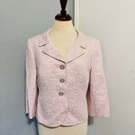 Tahari‎ Women Light Pink Textured Collared Long Sleeve Blazer Size 12 Petite Photo 1