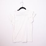 Veronica Beard Bea Cotton Ruffle Short Sleeve Crew Neck Tee Shirt Solid White L Photo 3