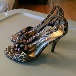 Unisa  Animal Print Beaded Heels Size 5.5 Photo 0