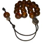 Vintage Moroccan Resin Amber Prayer Beads Necklace – Brown Green Striped Photo 8