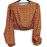 Live 4 Truth NWT  puff sleeve crop v neck blouse with geometric pattern size M Photo 1