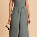 Birdy Grey  Green Jumpsuit Wide-Leg High-Waisted Photo 0