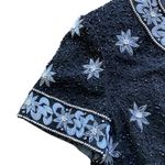 VINTAGE PAPELL BOUTIQUE Top Womens Sz Small Black Floral Beaded Hollywood Glam Photo 2