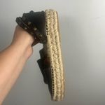 Garnet Hill  black leather studded ankle wrap espadrilles size 38/ 8 Photo 2