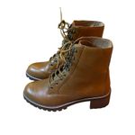 Madewell  Leather Lace Up Boots Lug Sole Size 6 Tan Photo 1