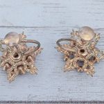 Vintage Screw On Earrings Stunning Bright Blue, Faux Pearl, Gold Tone Blue Photo 3