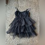 Lulus  Rule the Runway Black Tulle Bustier Tiered Mini Dress Photo 4