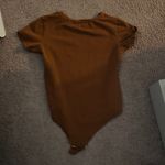 MANGOPOP  brown short sleeve stretch snap close bodysuit casual basic minimal Photo 6