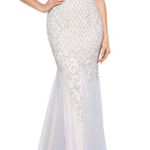 XScape White Gray Pearl Embellished Mermaid Dress Gown Photo 1