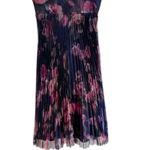 Lulus Alluring Invite Midnight Blue Floral Pleated Bustier Sleeveless Midi Dress Photo 3